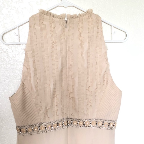 Badgley Mischka silk champagne dress sz. 6 - Picture 5 of 8